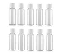 10 Pièces 30ml Bouteille en Plastique Transparent Vide Conteneur de Toilette Cosmétique de Voyage avec Couvercle à Vis pour Lotion Shampooing Gel Douche Essential Oil (Cap Couleur Aléatoire)