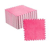 10 Pièces 30x3 0cm/11.8x11.8in Tapis de Sol en Mousse de Puzzle en Peluche, Tapis de Jeu Antidérapant pour le Sol de la Pièce (Rose rouge)