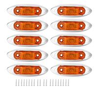 10 PièCes 3led Feu De Position LatéRal éTanche à La PoussièRe Lampe Piranha Pour Camion Remorque Lorryamber