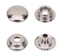 10 Pièces 4 Partie Argent Goujons Presse avec Prongs - 12mm - boutons à pression non-rouiller, Nickle gratuit - Poppers pour le scrapbooking, tissus, réparation de vêtements et d'artisanat en cuir