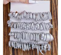 10 pièces/40 pièces Set de boucles d'oreilles en résine de forme C exagérée de couleur argent, convient pour les cadeaux de fête, léger à porter Première carte 10 paires,Quatrième carte 10 paires,Deux