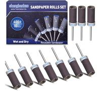 10 Pièces 400 Grains Tambour De Ponçage pour Dremel Outils Rotatifs, Manchons de Ponçage avec Tige de 1/8" pour Polissage et Ponçage