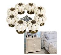 10 Pièces 4X4cm Vintage Europe Potiron Style Boutons Poignée Céramique Poignée de Porte Armoire Tiroir Placard Cuisine Poignée Armoire Poignées Boutons Tirer - Blanc