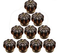10 Pièces 4X4cm Vintage Europe Potiron Style Boutons Poignée Céramique Poignée de Porte Armoire Tiroir Placard Cuisine Poignée Armoire Poignées Boutons Tirer - Noir