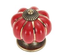 10 Pièces 4X4cm Vintage Europe Potiron Style Boutons Poignée Céramique Poignée de Porte Armoire Tiroir Placard Cuisine Poignée Armoire Poignées Boutons Tirer - Rouge
