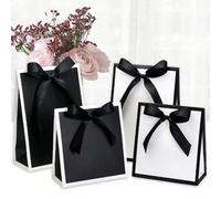 10 pièces/5 pièces/1 pièce Boîtes cadeaux de nœud papillon minimaliste de style Hepburn haut de gamme, sacs d'emballage de faveurs de mariage, boîtes cadeaux mini écharpe nœud papillon blanc/noir/rose