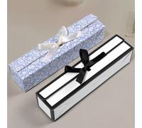 10 pièces/5 pièces/1 pièce Boîtes cadeaux style Hepburn simple noir et blanc avec nœud, boîtes cadeaux style ruban haut de gamme, boîtes cadeaux nœud papillon floral bleu, boîtes à bijoux oblongues, b