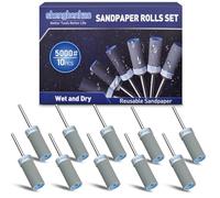 10 Pièces 5000 Grains Tambour De Ponçage pour Dremel Outils Rotatifs, Manchons de Ponçage avec Tige de 1/8" pour Polissage et Ponçage