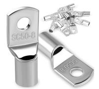 10 Pièces 50mm² Cosses Tubulaires M8 Cosses Annulaires, Cosses à Sertir a Oeil à Anneau, Œillet en Cuivre Étamé Cosse à Sertir pour Câble Électrique