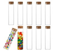 10 pièces 60 ML vides flacons de Tubes à essai en Verre borosilicaté Transparent Flacon de réactif avec Bouchons en liège pour Aliments cosmétique des Bonbons thé Poudre Distributeur de Liquide