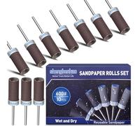10 Pièces 600 Grains Tambour De Ponçage pour Dremel Outils Rotatifs, Manchons de Ponçage avec Tige de 1/8" pour Polissage et Ponçage