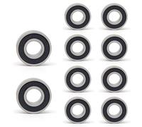 10 Pièces 6001-2RS 12x28x8mm Billes Roulements, Carbone Acier pour Machines et Outils, Double Scellé