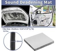 10 Pièces 70Mil 1,8Mm 69,5 Pieds Carrés Tapis Insonorisation Voiture Caoutchouc Butyle Matériau Pare-Chaleur Amortissement Capot Bateau Couvercle De Moteur 9,84"X7,87" Ton Argent