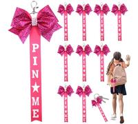 10 pièces 9.1 porte-clés arc de joie, porte-clés à paillettes de ruban Cheer Pin Me avec strass, ruban Pin Me pour sac à dos filles