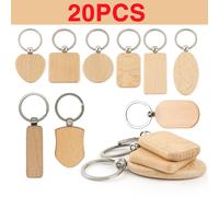 10 pièces 9 Styles mixte porte-clés en bois vierge rectangulaire rond en forme de coeur porte-clés en bois porte-clés NO.1 Rectangular