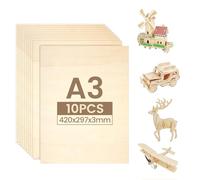 10 pièces A3 contreplaqué 3mm 420x297mm, panneau bois en tilleul, planche de bois pour bricolage, bois pour loisirs créatifs, contreplaqué laser pour DIY et modélisme.