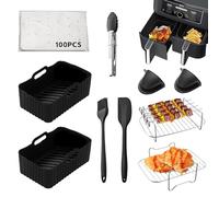 10 pièces Accessoires pour Friteuse à Air,Moule Silicone Accessoires,Pour Ninja AF400EU AF300EUCapacité 7.6-9.5L et aAutres friteuses à air Double Zone
