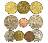 10 Pièces Anciennes de Thaïlande, Collection de l'Asie du Sud-Est : BAHT THAÏLANDAIS, SATANG - Idéal pour Tirelire, Porte-Monnaie et Album Numismatique