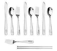 10 pièces Animaux Ensemble de Couvert en Acier Inoxydable Dinosaure Couverts avec Motif Mignon 3 X Fourchette 3 X Cuillère 3 X Couteau 1 Paire Baguettes pour La Maison Restaurant