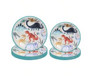 10 pièces Assiettes de fête de dinosaure, décorations d'anniversaire, assiettes en papier de 7 pouces et 9 pouces pour dessert/dîner sur le thème des dinosaures, set de vaisselle jetable pour fête d'a