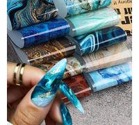 10 pièces Autocollants de transfert de marbre holographique Foil Stickers Lignes de peinture à l'encre Sliders pour ongles Gel Polish Manucure Décoration Fournitures pour ongles Blocs de couleur,graph