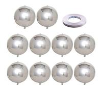 10 Pièces Ballons Argentés, 1 Rouleau De Ruban De Ballon, Ballons En Aluminium 4D, Ballons Miroir Tridimensionnels, Décorations De Ballons Pour Mariages Et Fêtes D'Anniversaire