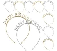 10 Pièces Bandeaux Joyeux Anniversaire ABS Or Argenté pour Fêtes | Confortable à Porter, Effet Décoratif Solide, Usage Quotidien et Soirées, Lot de Dix Pièces
