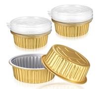 10 Pièces Barquette Aluminium avec Couvercle, 520ml Barquette Alimentaire Barbecue, Barquettes Plateaux de Cuisson en Aluminium, Plateau Four Plaques de Cuisson Cupcakes Desserts(Rondes)