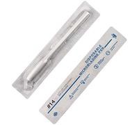 10 pièces Blanc Microblading 18U/12/14/17 stylo jetable manuel sourcil aiguilles de tatouage avec pour le maquillage permanent sourcils tatouage emballage blister (14 Slope-0.25mm)