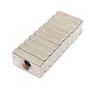10 Pièces Bloc Aimants 20x10x5mm Trou 4mm Terres Rares Neodyme N5 Jouets Magnetiques