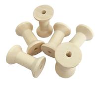 10 Pièces Bobine en Bois Beige, Forme Sablier | Bois Brut Lisse, Poncé et Non Finition, pour Décoration Maison, Atelier Scolaire, Fil Élastique