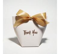 10 pièces Boîte à bonbons ruban or Élégance de célébration : Boîte cadeau en papier de qualité supérieure avec "Merci" en or | Ruban exquis | Parfait pour Noël, mariages, baby showers et plus encore,