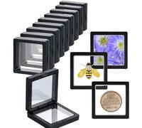 10 pièces Boîte d'affichage flottante 3D Boîte de rangement transparente en PE pour bijoux Cadre support pour pièces de collection, médailles AA, spécimens, puces, insectes, plantes. Vitrine de décora