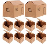 10 Pièces Boîte de Maison en Papier Khaki, Pliable | Boîtes de Bonbons et Boîtes Présents pour Carnaval et Mariage, Légères, Faciles à Transporter Ranger, Fête Halloween