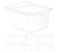 10 Pièces Boîte de Nourrissage pour Terrarium Transparent