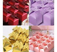 10 Pièces Boîtes à Cadeaux de Bonbons en Nœud Rose/Violet/Or/Rouge, Boîtes de Faveurs de Mariage pour Anniversaire, Fête des Mères, Jour de la Déclaration, Mariage, Fête des Célibataires, Fête de Célé