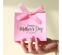 10 pièces Boîtes-cadeaux mini "Bonne Fête des Mères" - Boîtes à bonbons compactes et élégantes - Schéma de couleurs rose et blanc avec impression en feuille d'or - Livrées avec un nœud de ruban - Idéa