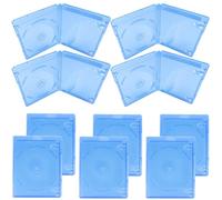 10 Pièces Boîtier CD Transparent Bleu en Plastique | Fournitures de Rangement pour Cd, Classeur Dvd, Étui de Rangement pour Dvd, Clips, Facile à Transporter