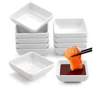 10 Pièces Bols à Sauce 7,5x7,5x3 cm Coupelle Sauce Soja, Empilables Plat à Sauce Carrés, Sauce Bowls Sauce Dish Tray Coupelle Mini Petite Coupelle pour Sauces, Dips, épices, Fruits, Snacks (Blanc)