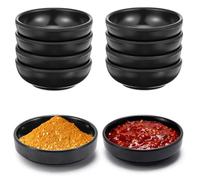 10 Pièces Bols à Sauce, 8,7 x 2,5 cm Rond Coupelles à Trempette, Coupelle Aperitif, Réutilisable Mini Bols à Trempette Sushi, pour sauce, sauces, épices, accompagnements, fruits et collations (Noir)