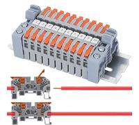 10 Pièces Bornier Rail Din 0,5-2,5mm² Bornier Electrique Bornier Terre Gris Connecteur Electrique Rapide électriques avec Rail DIN pour Projets de Bricolage CâBlage Rapide Enfichable