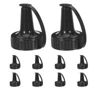 10 Pièces Bouchon de Bouteille à Bec Verseur Entonnoir | Plastique Noir, Installation et Retrait Faciles, Embout Fileté avec Capuchon Fixe, pour Recharge Précise