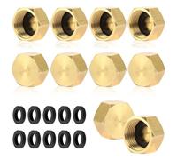 10 Pièces Bouchon en laiton 3/8" Bouchons D'obturation avec Joints en Caoutchouc Capuchon de Tuyau Filetage Intérieur en Laiton Bouchon Aveugle Capuchon Fileté en Laiton pour Jardin Conduite D'Eau