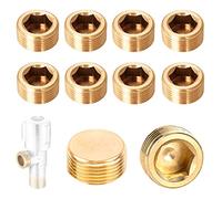10 Pièces Bouchon Laiton, 1/2" Bouchon Hexagonal en Laiton, Bouchon Laiton Femelle pour Réservoir d'Eau e Tuyau d'Eau, Capuchon Fileté en Laiton pour Sceller Joints e Raccord Plomberie