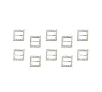 10 Pièces Boucle Carrée à Strass en Alliage Argenté, Style Chic