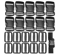 10 Pièces Boucles En Plastique, 25mm Boucles Enfichables Tri-Glide Curseur De Sangle Dégagement Rapide En Plastique Flat Side Release Réglables Buckles Clips Remplacement De Sangle Sac À Dos