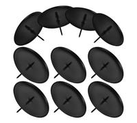 10 Pièces Bougeoir Rond Noir en Métal Fer, Support Compact Stable pour | Décor Coordonné de Saison, Maintien Sûr des Bougies, pour Manteau et Couronnes