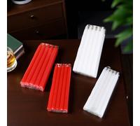 10 pièces Bougies cylindriques rouges et blanches, Taille : 0,47" X 6,3" et 0,59" X 6,7", Convient pour l'éclairage domestique, l'éclairage d'urgence sans fumée, la décoration de restaurant, les cadea