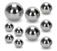 10 Pièces Boules Décoratives en Argent pour Étang 6.3/4.2/3.2/1.9cm Piscine | Boule Miroir Jardin Boules Flottantes Acier Inoxydable pour Mini Étang Fontaine Décorative Terrasse Décoration de Jardin