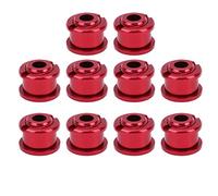 10 pièces, boulons de plateau de 4,9 mm pour VTT, vis de roue dentée en alliage d’aluminium à vitesse unique, pièces de rechange légères et colorées pour vélo, résistantes à la rou (Rouge)